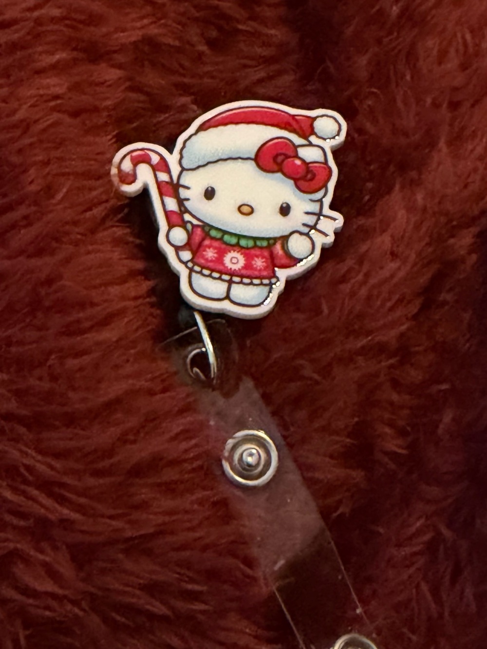 Hello Kitty Holiday Badge Reel - Red, White, Green